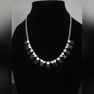 Jcrew classic necklace with navy blue and clear stones